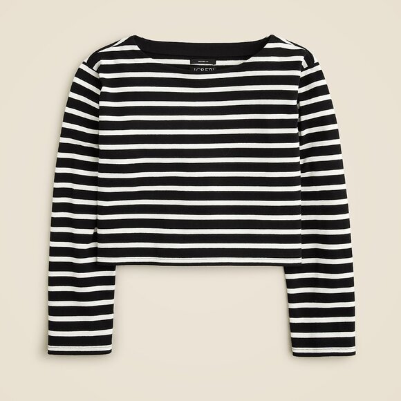 NWT J.Crew Cropped Boatneck T-shirt in Mariner Cotton - Picture 1 of 3